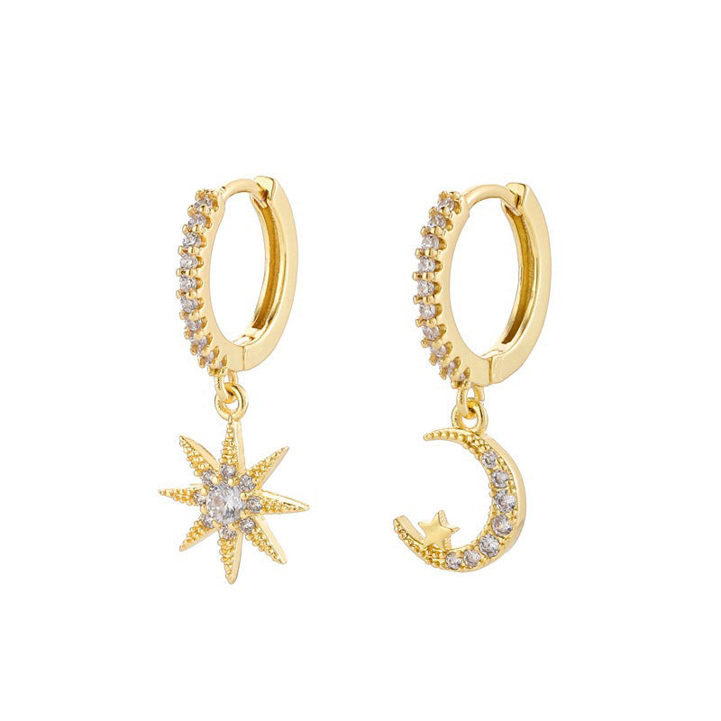 Star Moon Asymmetric Earrings