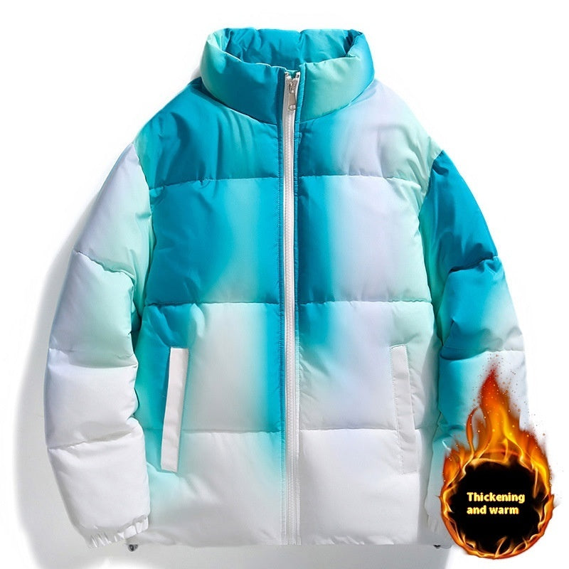 Stand-up Collar Gradient Plush Thickened Jacket With Pockets