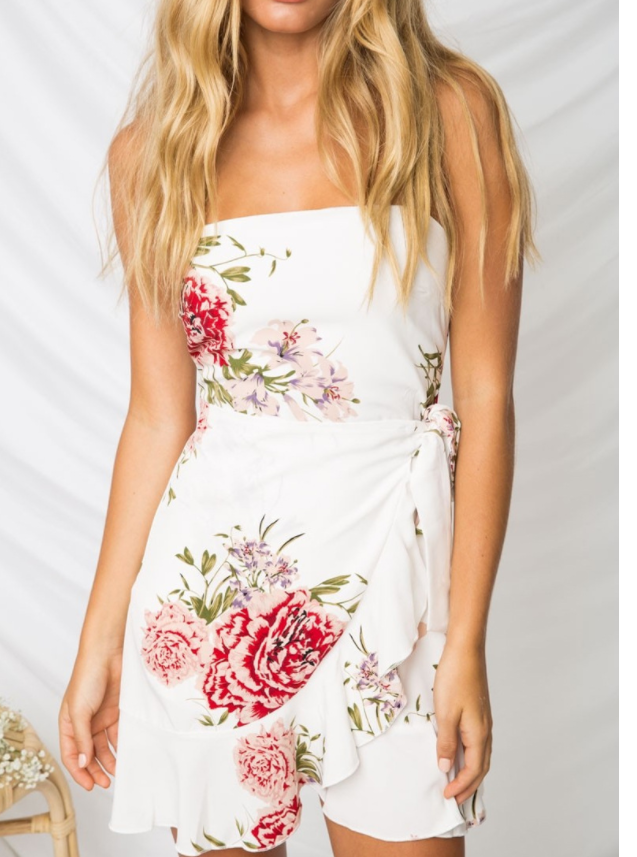Women's leaf print suspender chiffon dress sexy beach seaside vacation irregular skirt