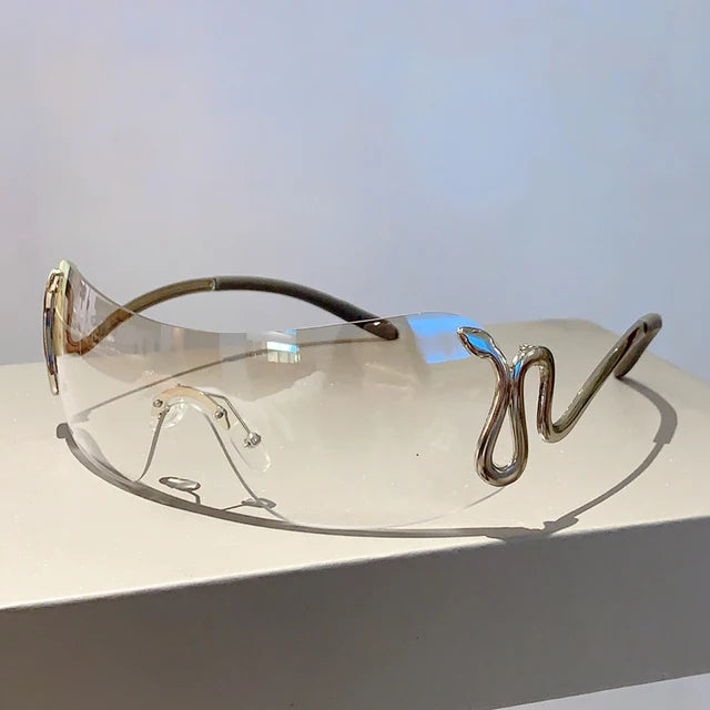 Trendy Monoblock Snake Shape Legs Women Eyewear