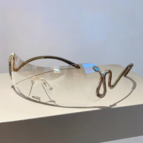 Trendy Monoblock Snake Shape Legs Women Eyewear