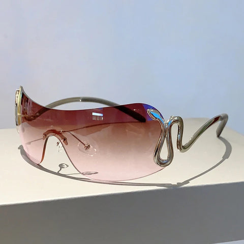 Trendy Monoblock Snake Shape Legs Women Eyewear