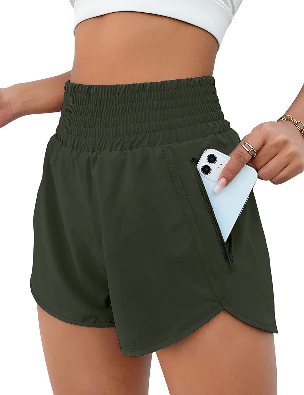 Women's Fashion High Top Sports Running Yoga Short Belt Lining