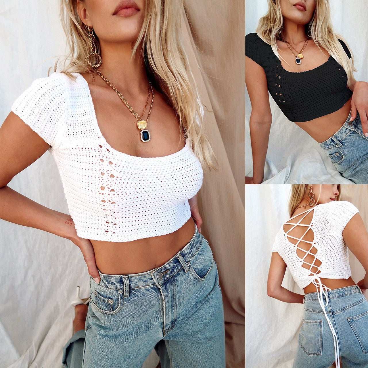 Short Sleeve Moon Cool Letter Crop Tops