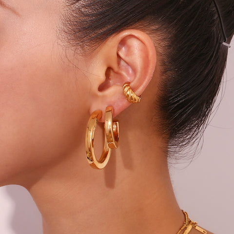 Croissant Mini Ear Clip Gold-plated Personality Stylish Retro Minimalism Ins Style Ear Rings