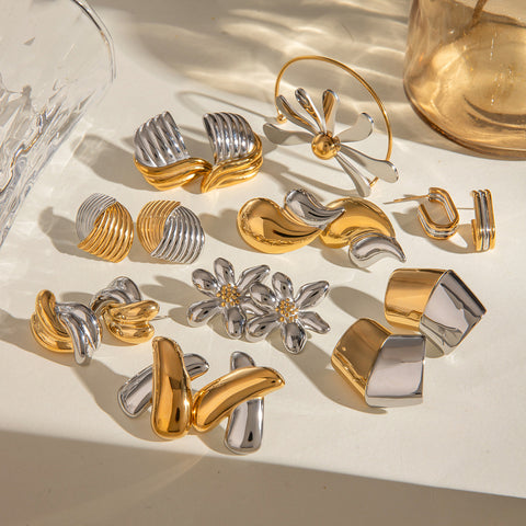 European And American Stainless Steel Contrast Earrings