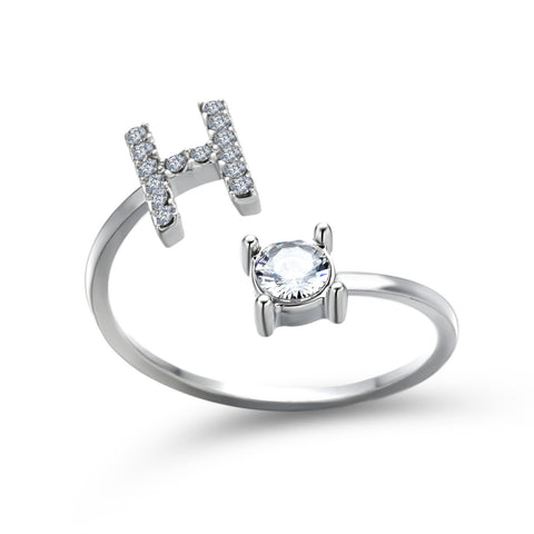 Adjustable 26 Initial Letter Ring Fashion Jewelry For Women Simple Elegant Jewelry