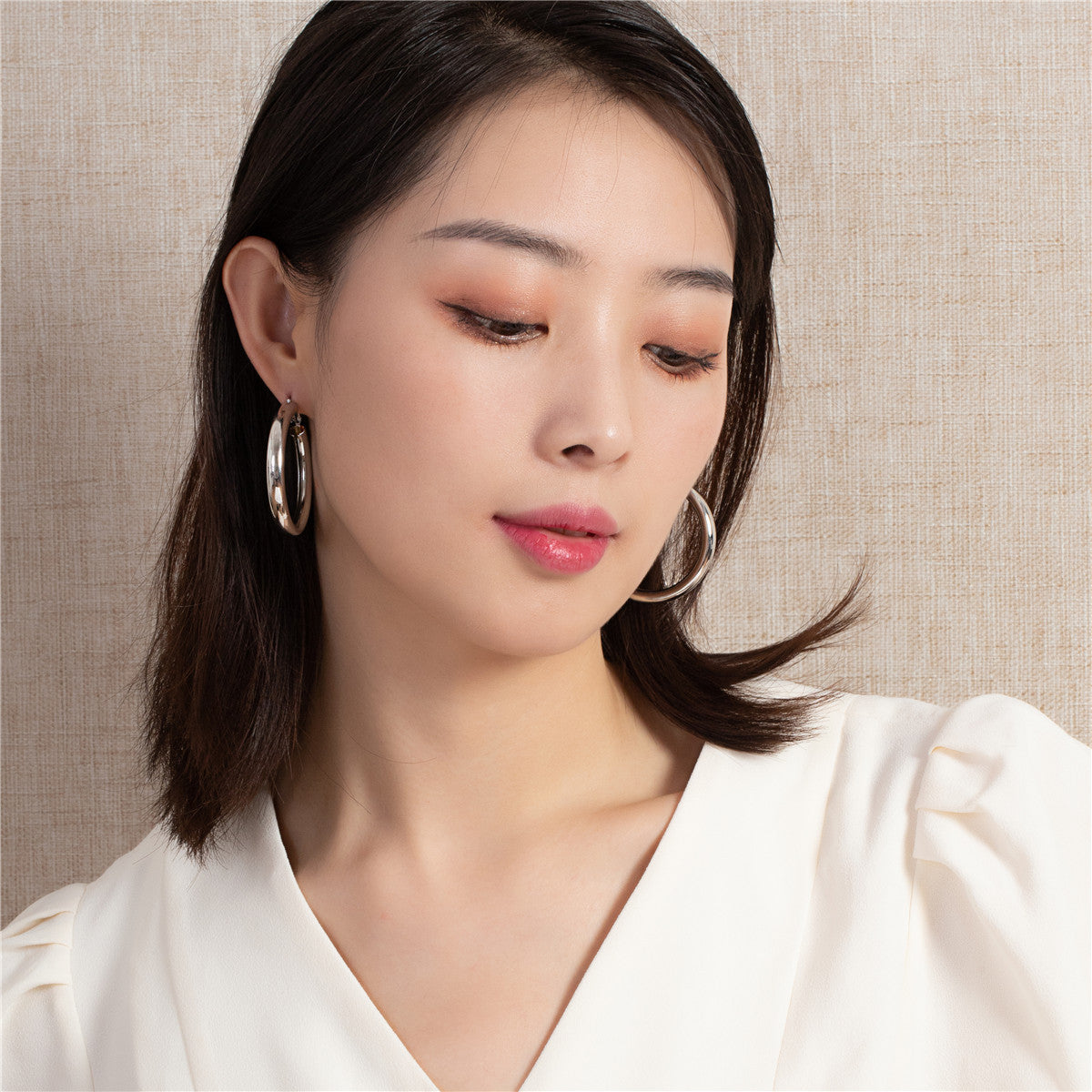 Simple European American Circle Earrings Alloy Glitter