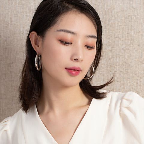 Simple European American Circle Earrings Alloy Glitter