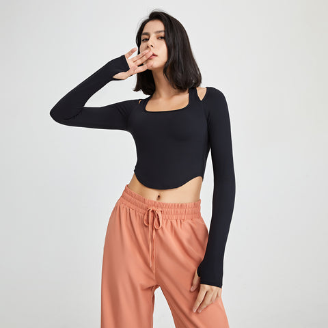 Finger Stall Long Sleeve Workout Clothes With Chest Pad