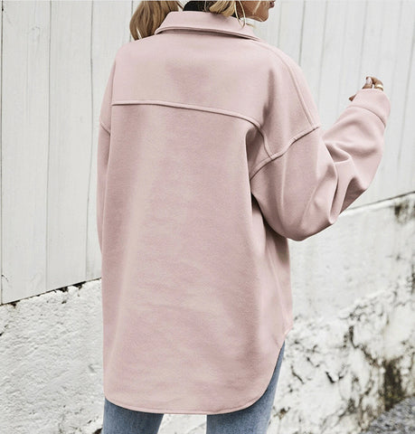Lapel Single-breasted Thickened Solid Color Jacket