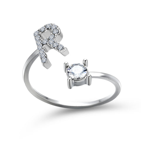 Adjustable 26 Initial Letter Ring Fashion Jewelry For Women Simple Elegant Jewelry