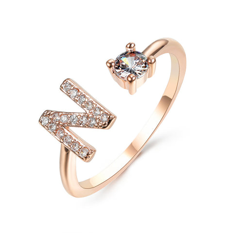 Adjustable 26 Initial Letter Ring Fashion Jewelry For Women Simple Elegant Jewelry