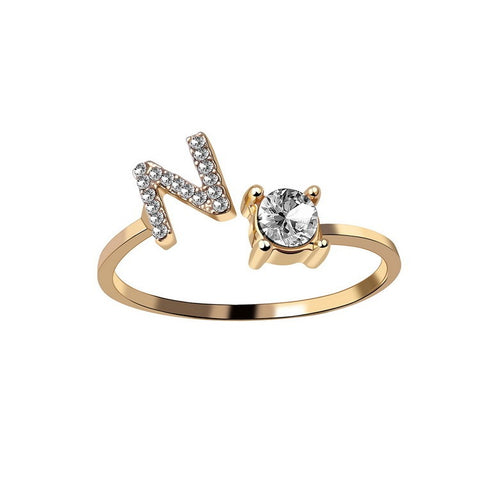 Adjustable 26 Initial Letter Ring Fashion Jewelry For Women Simple Elegant Jewelry