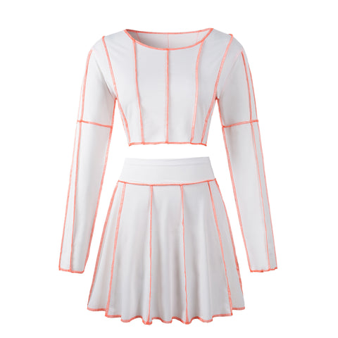 Mini skirt suit with Stitching