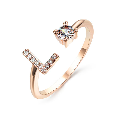 Adjustable 26 Initial Letter Ring Fashion Jewelry For Women Simple Elegant Jewelry
