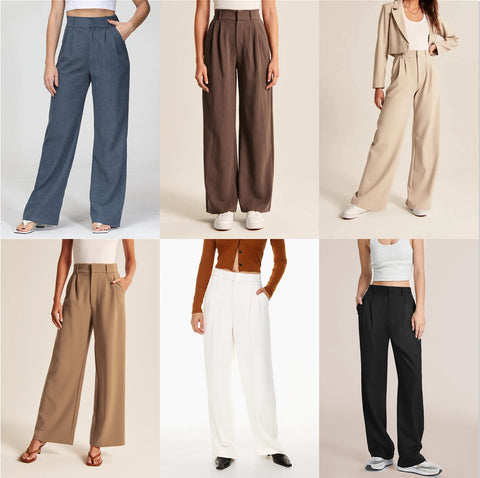 High Waist Wide Leg Straight Trousers With Pockets