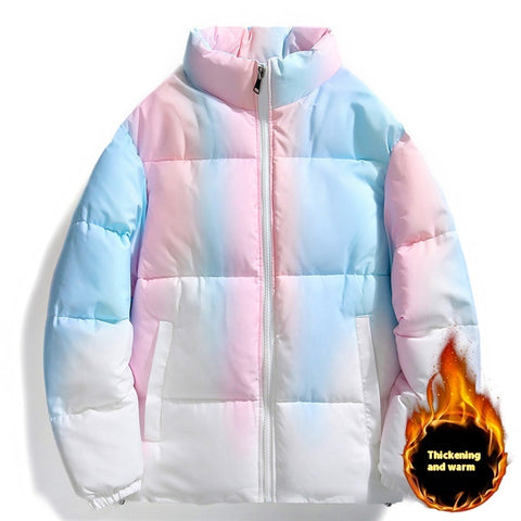Stand-up Collar Gradient Plush Thickened Jacket With Pockets