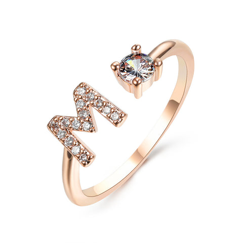 Adjustable 26 Initial Letter Ring Fashion Jewelry For Women Simple Elegant Jewelry