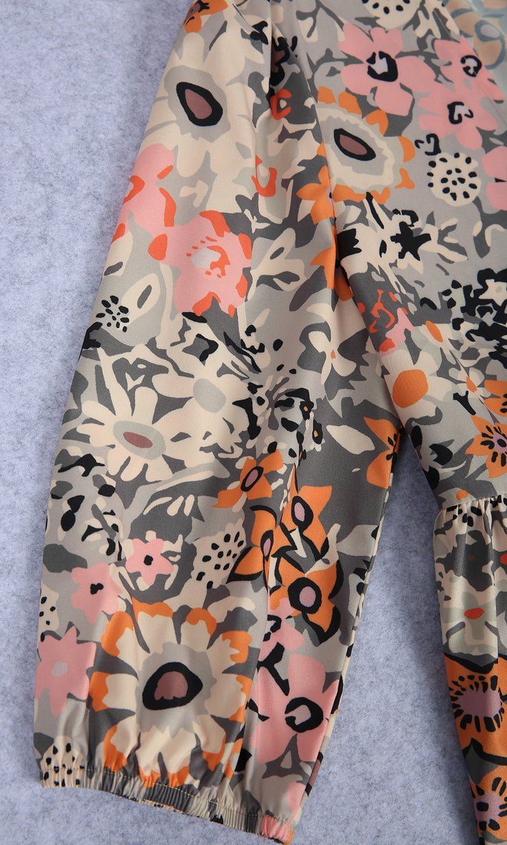 Women's V-neck Printed Loose Midi Dress