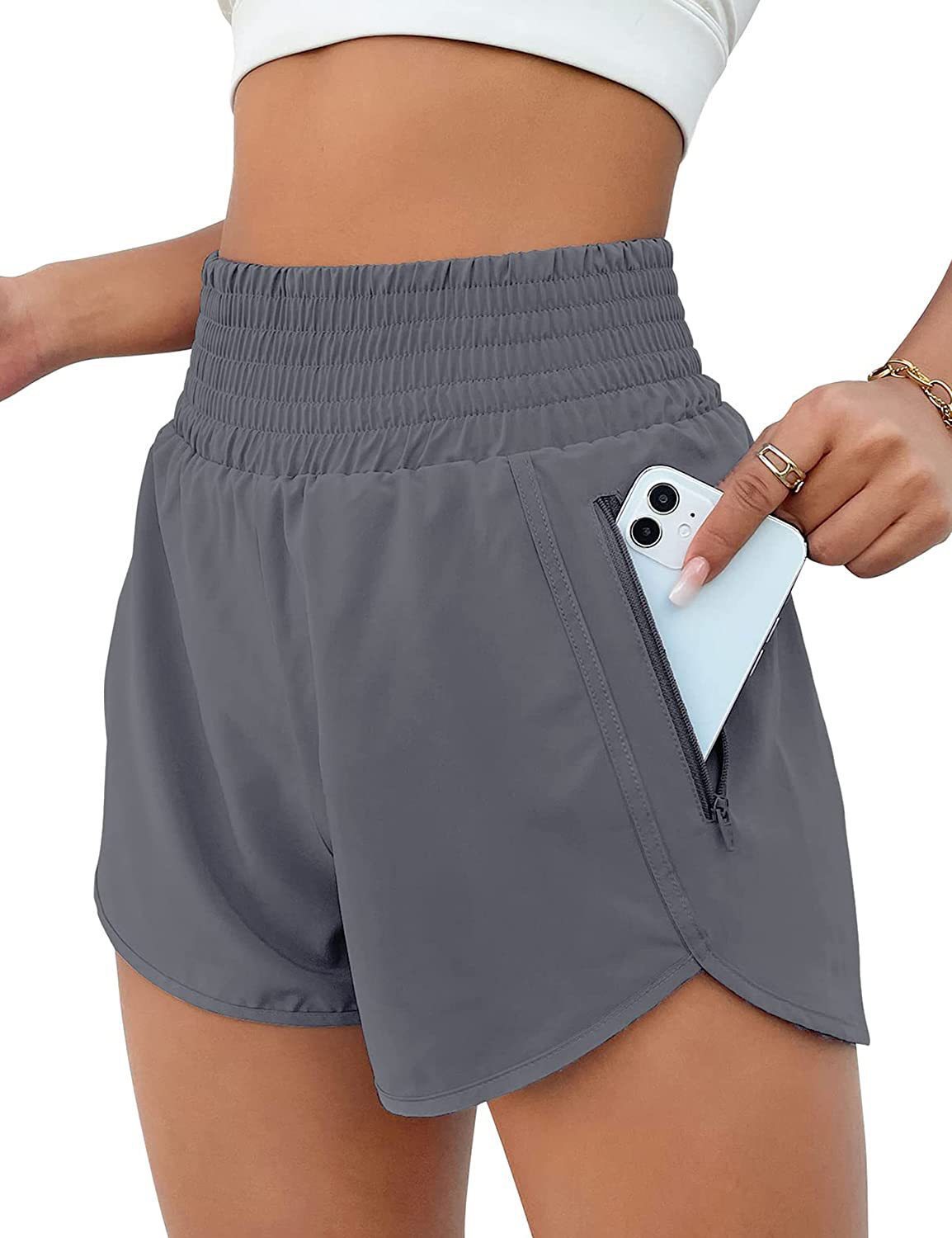 Women's Fashion High Top Sports Running Yoga Short Belt Lining