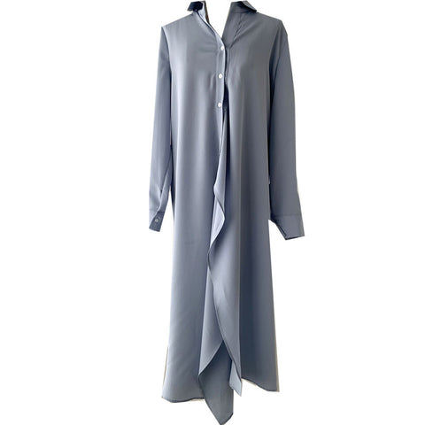 Retro irregular waist shirt dress