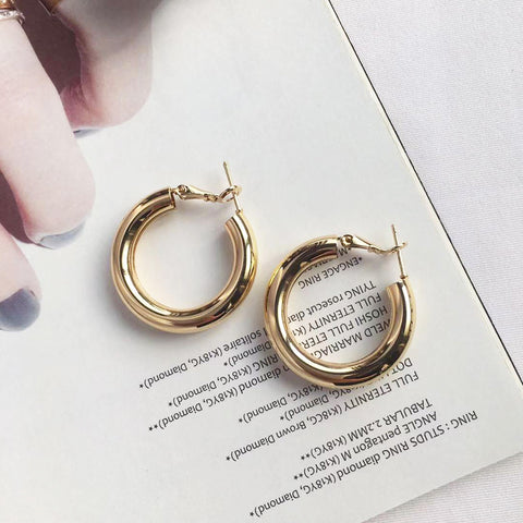 Simple European American Circle Earrings Alloy Glitter