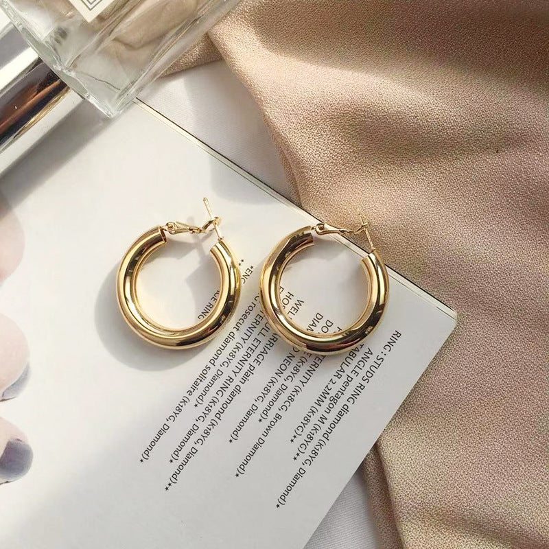 Simple European American Circle Earrings Alloy Glitter