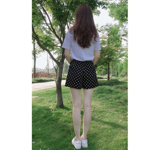 Daisy Polka Dot Chiffon High Waist Wide Leg Shorts