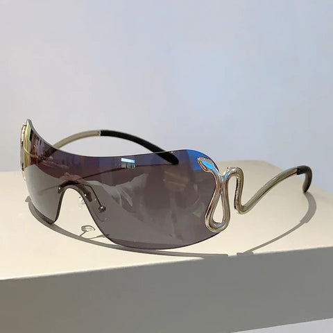 Trendy Monoblock Snake Shape Legs Women Eyewear