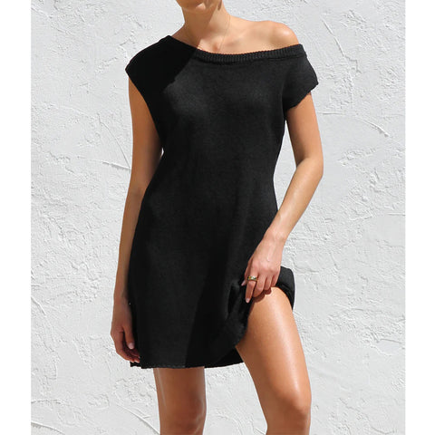 European and American women's slanted shoulder dress