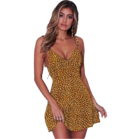 Women's Hot Style Suspender Skirt Printed Chiffon Short Skirt Solid Color Dress Beach Skirt
