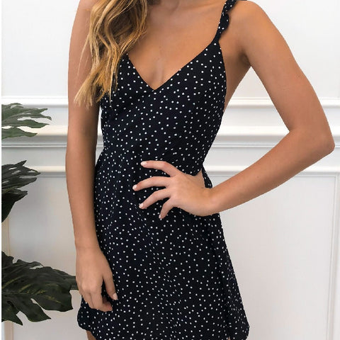 Women's Hot Style Suspender Skirt Printed Chiffon Short Skirt Solid Color Dress Beach Skirt