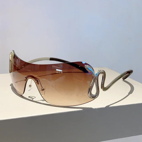 Trendy Monoblock Snake Shape Legs Women Eyewear
