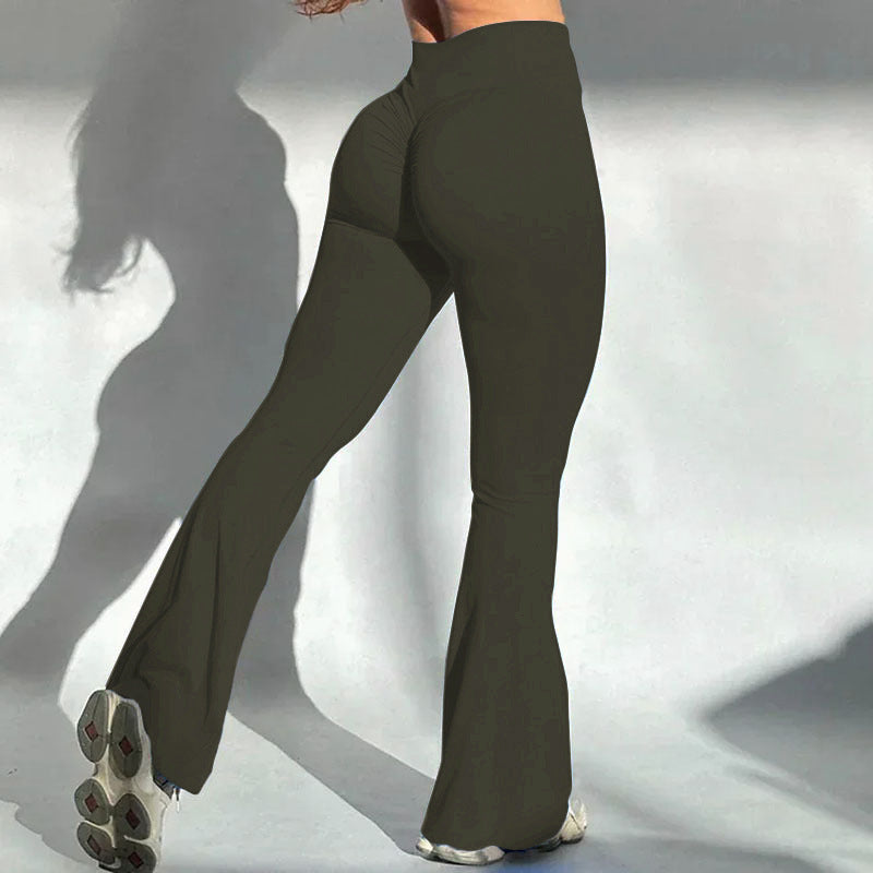 Yoga & Workout Rear Wrinkle Slim Fit Bell-bottom Quick-drying Sweat Pants
