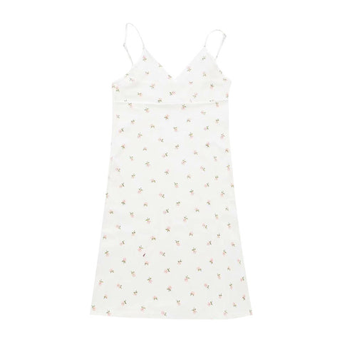 European and American pure desire retro printed V-neck sling dress women's summer 2024 New floral suspender dress women's foreign trade
