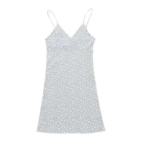 European and American pure desire retro printed V-neck sling dress women's summer 2024 New floral suspender dress women's foreign trade