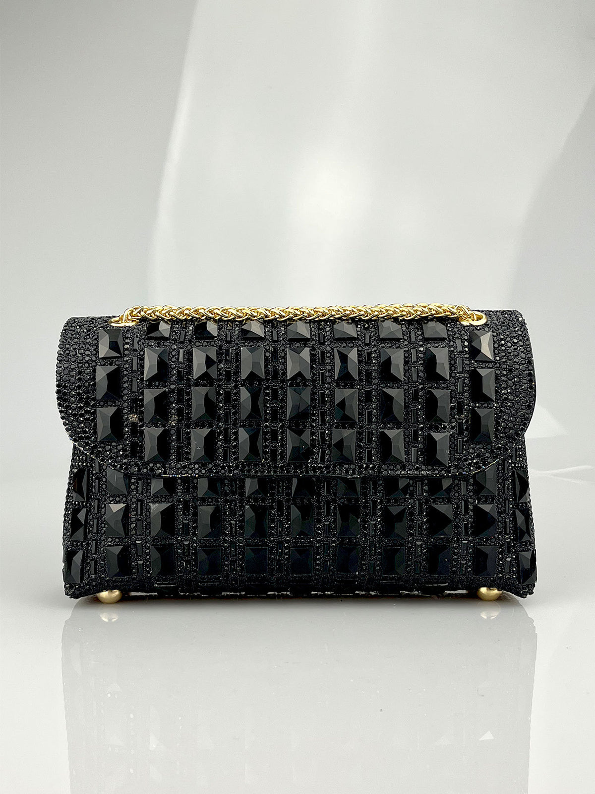 Shiny Glass Rhinestone Chain Clutch