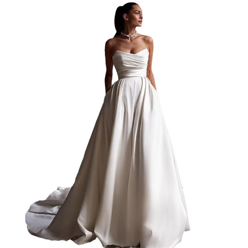 Four Seasons New Style White Satin Tube Top Dress