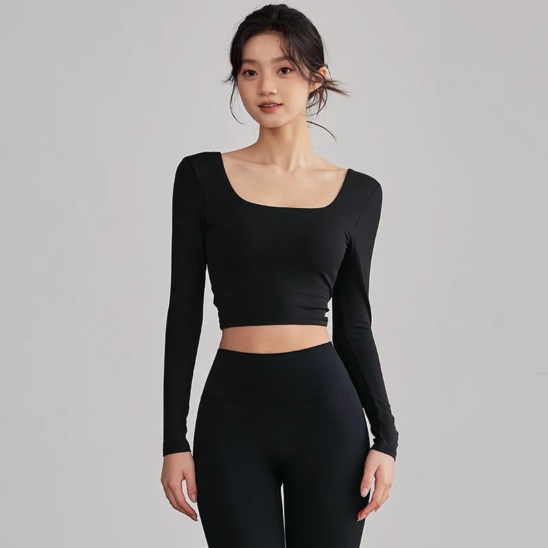 Beauty Back Long Sleeve T-shirt Running Training Workout Clothes