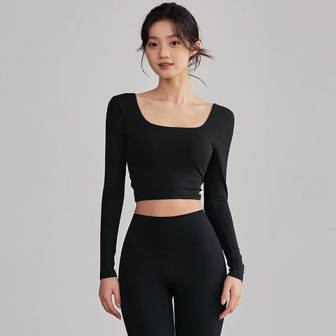 Beauty Back Long Sleeve T-shirt Running Training Workout Clothes