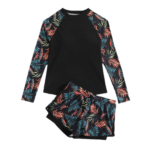 Printed Stitching Women's Split Tankini Swimsuit