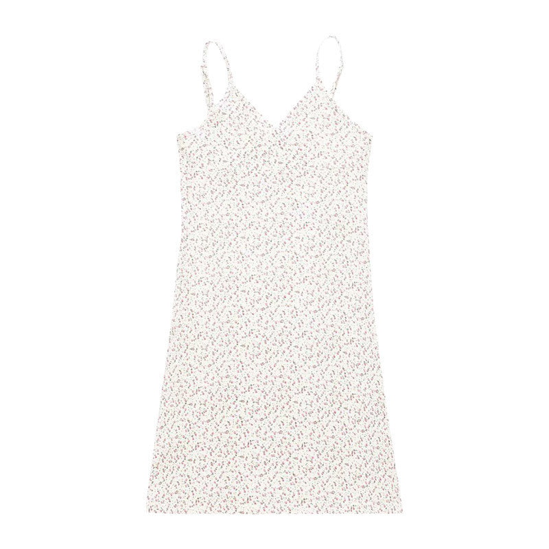 European and American pure desire retro printed V-neck sling dress women's summer 2024 New floral suspender dress women's foreign trade