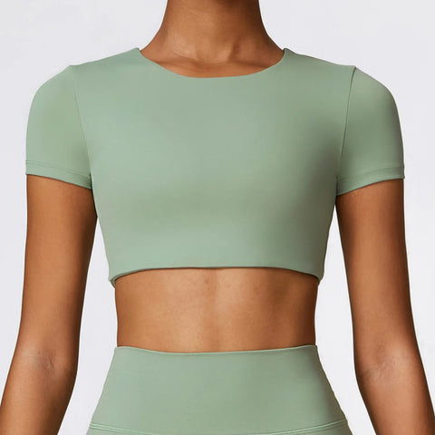 Sports Top Round Neck Yoga & Fitness Half Sleeve Crop Top