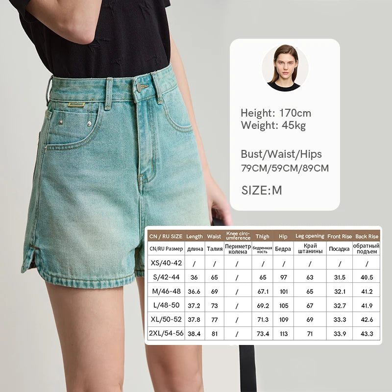 AMII Old Retro Washed Casual Summer Denim Shorts