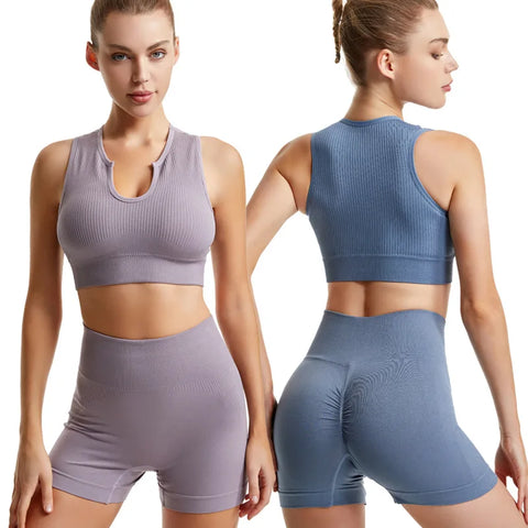 Fitness Tops & Shorts Seamless Sports Set