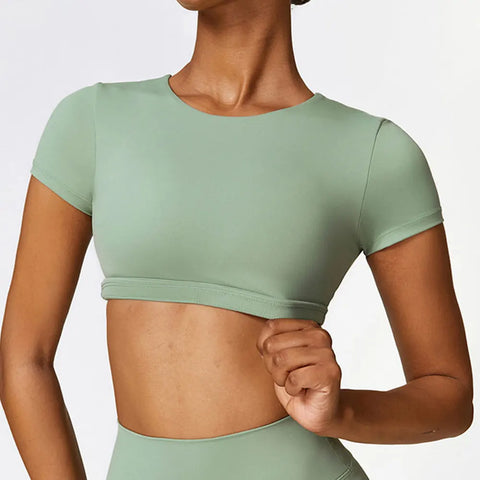 Sports Top Round Neck Yoga & Fitness Half Sleeve Crop Top