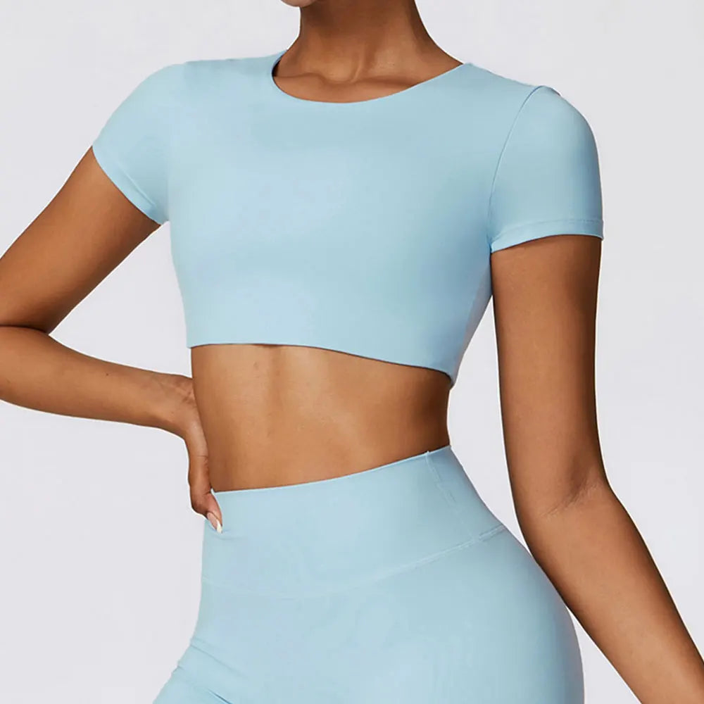 Sports Top Round Neck Yoga & Fitness Half Sleeve Crop Top