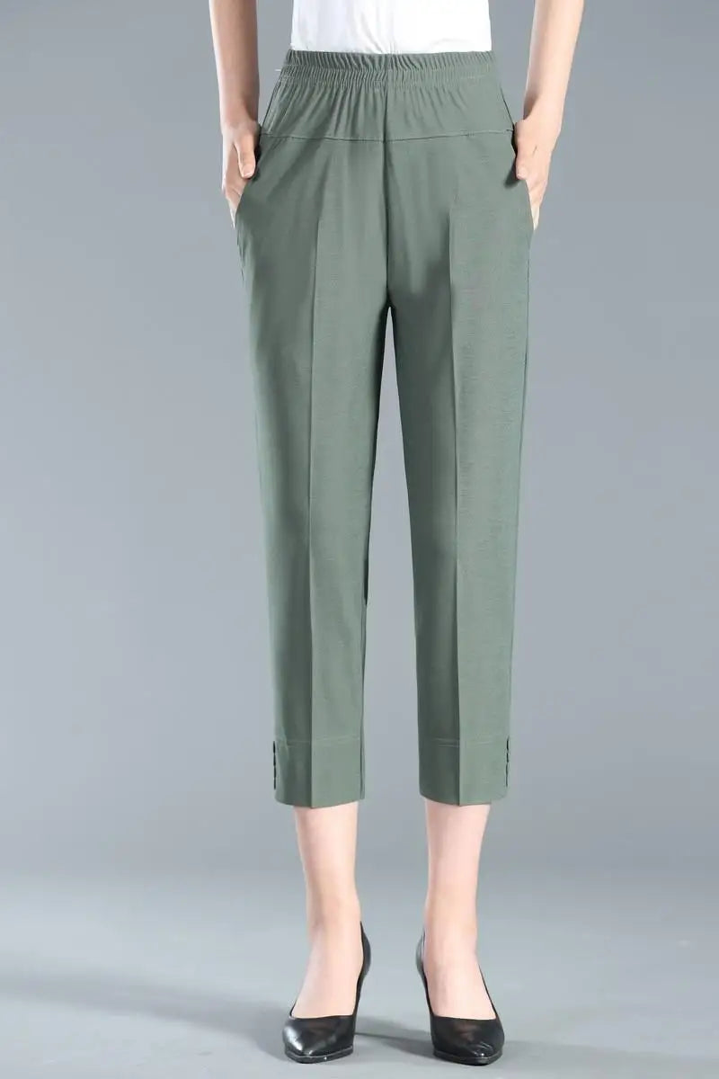 Summer Semi Formal Casual Thin Capri Quarter Trouser