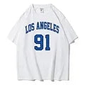 Female Tshirt Los Angeles 91 Street City Printed T-Shirts Casual Breathable T-Shirts Loose Short Sleeve Top Oversized Streetwear